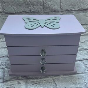 Lavender Butterfly Jewelry Box Wooden